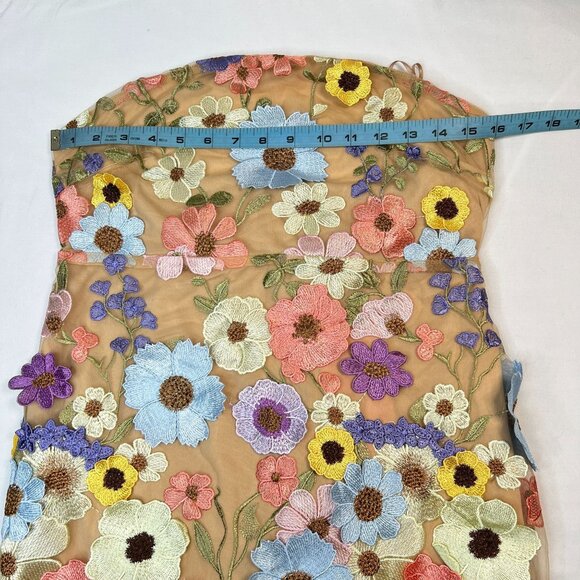 NWT Betsey Johnson Daisy Me Rollin Floral Mini Dress Strapless Pastel Flowers LG - Picture 7 of 12